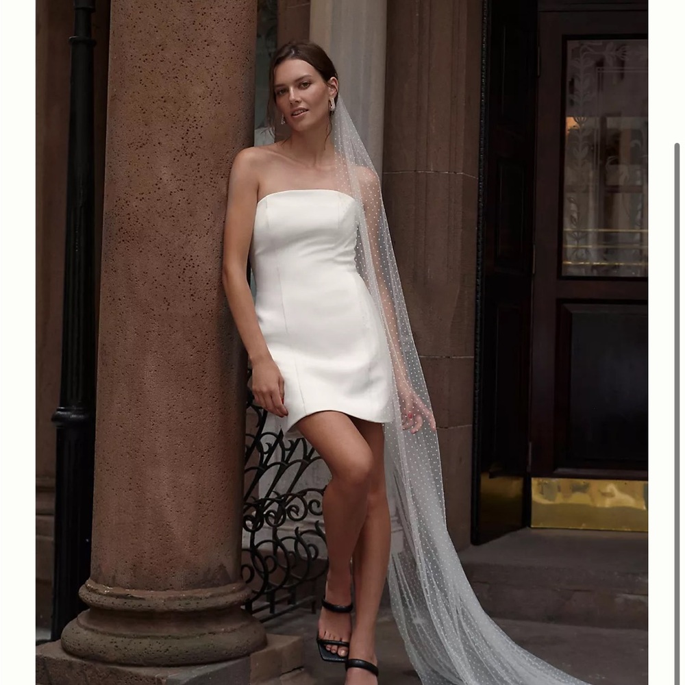 Watters strapless crepe mini dress